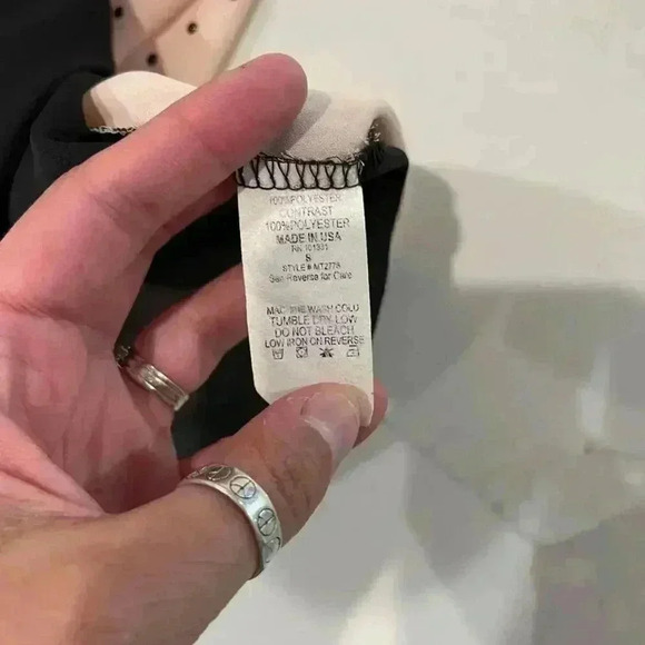 Charlotte Russe Semi Sheer Pink Black Short Sleeve Blouse Studded Women’s Small - Picture 7 of 7